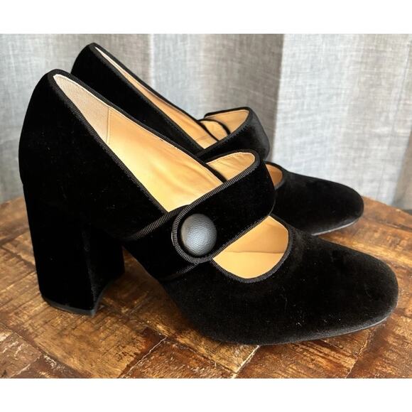 Tuckernuck Velvet Ellie Block Maryjane Heel black Size 8 - Picture 3 of 16